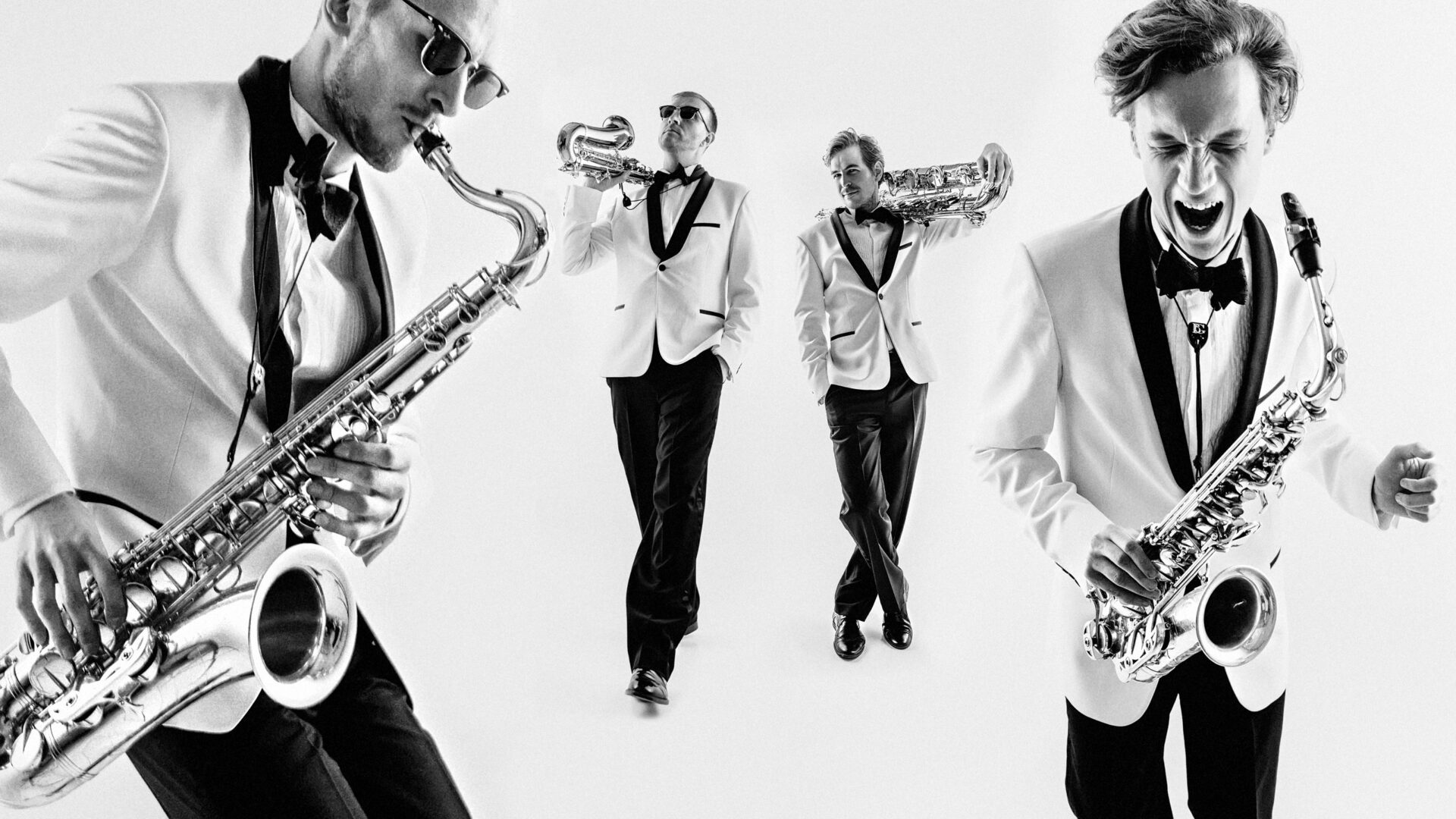 Джаз-квартет 2x2 Saxophone — живая инструментальная музыка в ресторане Noisy River, Санкт-Петербург